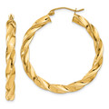 Gold Hoop Earrings 14k Yellow Gold Light Twisted Hoop Earrings 4mm Thickness