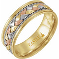 14K-Tri-color-Gold-Woven-Design-8mm-Width-Wedding-Band-Side-View