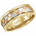 14K-Tri-color-Gold-Woven-Ribbon-Inlay-Design-7.75mm-Width-Wedding-Band-Side-View