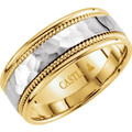 14K-Yellow-and-White-Gold-Hammered-Design-Inlay-8mm-Width-Wedding-Band-Side-View