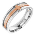 14K-White-and-Rose-Gold-Raised-Cross-Design-7mm-Width-Wedding-Band-Side-View1