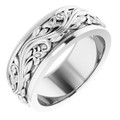 Platinum-Raised-Sculptured-Floral-Design-7mm-Width-Wedding-Band-Side-View1