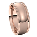 Rose-Gold-7mm-Half-Round-Comfort-Fit-Beaded-Edge-Wedding-Band-Side-View1