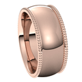 Rose-Gold-8mm-Half-Round-Comfort-Fit-Beaded-Edge-Wedding-Band-Side-View1