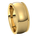 Yellow-Gold-8mm-Half-Round-Comfort-Fit-Beaded-Edge-Wedding-Band-Side-View1