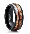 Deer-Antler-and-Wood-Triple-Inlay-Domed-8mm-Comfort-Fit-Black-Tungsten-Wedding-Band-Side-View1