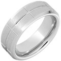 Serinium-Beveled-Edge-Rectangular-Grooves-with-Stone-Finish-Wedding-Band-Side-View1