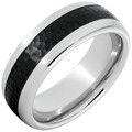 Serinium-Domed-8mm-with-4mm-Black-Ceramic-Inlay-Hammered-Center-Finish-Wedding-Band-Side-View1