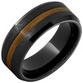 Black-Ceramic-Beveled-Edge-8mm-with-Single-Malt-Barrel-Aged-Inlay-Wood-Grain-Finish-Wedding-Band-Side-View1