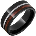 Black-Ceramic-Pipe-Cut-8mm-with-Barrel-Aged-Cabernet-&-Deer-Antler-Inlay-Wedding-Band-Side-View1