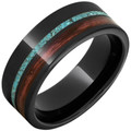 Black-Ceramic-Pipe-Cut-8mm-with-Barrel-Aged-Cabernet-&-Turquoise-Stone-Inlay-Wedding-Band-Side-View1