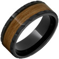 Black-Ceramic-Beveled-Edge-8mm-with-Single-Malt-Barrel-Aged-Wood-Inlay-and-Scored-Finish-Wedding-Band-Side-View1