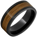 Black-Ceramic-8mm-with-Single-Malt-Barrel-Aged-Wood-Inlay-and-Stone-Finish-Wedding-Band-Side-View1