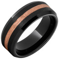 Black-Diamond-Ceramic-Beveled-Edge-8mm-with-14K-Rose-Gold-Bark-Inlay-and-Stone-Finish-Wedding-Band-Side-View1