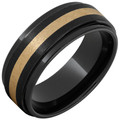 Black-Diamond-Ceramic-Grooved-Edge-8mm-18K-Yellow-Gold-Inlay-and-Stone-Finish-Wedding-Band-Side-View1