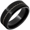 Black-Ceramic-Beveled-Edge-8mm-With-Twisted-Sterling-Silver-Inlay-and-Satin-Finish-Wedding-Band-Side-View1