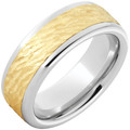 Serinium-Pipe-Cut-8mm-with-5mm-14K-Yellow-Gold-Inlay-Bark-Hand-Finish-Wedding-Band-Side-View1