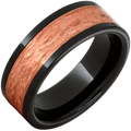 Black-Ceramic-Pipe-Cut-8mm-with-5mm-Copper-Inlay-Bark-Finish-Wedding-Band-Side-View1