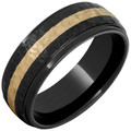 Black-Diamond-Ceramic-Domed-8mm-Grooved-Edges-14K-Yellow-Gold-Inlay-in-Moon-Finish-Wedding-Band-Side-View1