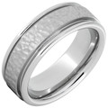 Serinium-Rounded-Grooved-Edge-8mm-with-Hammered-Hand-Finish-Wedding-Band-Side-View1
