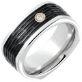 Serinium-Square-9mm-Bark-Finished-Black-Ceramic-Inlay-Round-Brilliant-Diamond-Wedding-Band-Side-View1