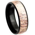 Black-Tungsten-Domed-Deer-Antler-Inlay-Comfort-Fit-Ring-Wedding-Band-Full-View