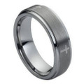 Tungsten-Ring-Flat-Brushed-Center-with-Cross-Design-and-Stepdown-Polished-Edges-7mm-Wedding-Band-Full-View