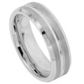 Tungsten-Ring-Brushed-Top-with-Polished-Wide-Center-Groove-7mm-Wedding-Band-Full-View