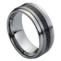 Tungsten-Ring-Black-Carbon-Fiber-Center-Inlay-9mm-Wide-with-Stepdown-Polished-Edges-Wedding-Band-Full-View