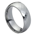 Tungsten-Ring-Domed-with-Faceted-Pattern-Design-6mm-or-8mm-Wedding-Band-Full-View-1