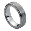 Tungsten-with-Brushed-Center-and-Cross-Design-with-Polished-Stepdown-Edges-7mm-or-9mm-Wedding-Band-Full-View-1