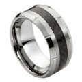 Tungsten-Ring-with-Woven-Black-Carbon-Fiber-Inlay-Beveled-Edges-10mm-Wide-Wedding-Band-Full-View-1