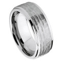 Tungsten-Ring-with-Hammered-Center-and-Polished-Stepdown-Edges-9mm-Wedding-Band-Full-View-1