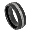 Black-Tungsten-with-Hammered-Finish-and-Brushed-Silver-Center-8mm-Wedding-Band-Full-View-1