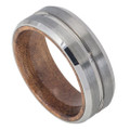 Tungsten-Ring-with-Center-Groove-Brushed-Finish-with-African-Sapele-Mahogany-Wood-Inside-8mm-Wedding-Band-Full-View-1