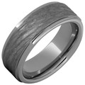 Rugged-Tungsten-Rounded-Groove-Edge-Band-with-Center-Bark-Finish-6mm-or-8mm-Wedding-Band-Full-View-1