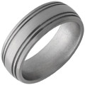 Titanium-8mm-Domed-with-Double-Grooves-at-Edges-with-Satin-Finish-Wedding-Band-Full-View