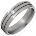 Titanium-Beveled-Edge-Comfort-Fit-with-Double-Grooves-and-Single-6-point-Diamond-and-Stone-Finish-Wedding-Band-Full-View