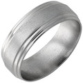 Titanium-Flat-8mm-Comfort-Fit-with-Double-Grooved-Stepdown-Edges-in-Stone-Finish-Wedding-Band-Full-View