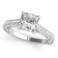 Engagement Bridal Square Halo Ring Set Cushion Cut Diamond 1/2-Carat to 5-Carat in 14K 18K White Yellow Gold or Platinum