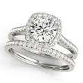 Diamond Engagement Ring Pave Diamond Band 1/2-Carat 1-Carat to 1.50-Carat in 14K 18K White Yellow Gold or Platinum