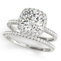 Engagement Bridal Halo Ring Set Cushion Cut Diamond Ring 1/2-Carat 1-Carat to 3-Carat in 14K 18K White Yellow Gold, Platinum