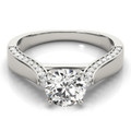 Diamond Engagement Ring With Pave Side Accent Diamonds 1/2-Carat 1-Carat to 5-Carat 14K 18K White Yellow Gold or Platinum