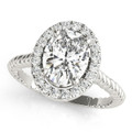 Engagement Ring Halo Style Oval Cut Diamond 1-Carat 2-Carat to 3-Carat in 14K 18K White Yellow Gold or Platinum