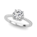 Diamond Engagement Ring With Scallop Halo Design in 1/2-Carat 1-Carat to 3-Carat in 14K 18K White Yellow Gold or Platinum