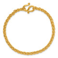 Solid 24K Gold 4.0mm or 5.2mm Width Wheat Style Chain Bracelet 7.5" 8" or 8.5" Inches