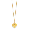 Solid 24K Gold Polished and Textured Solid Heart 16'' inches with 2" Extension Necklace
