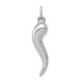 14k White Gold 3D Italian Horn Charm