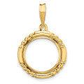 Wideband Distinguished Gold Coin Bezel Pendant Mounting - 13mm - 39.5mm Coin Size - 14K Yellow Gold - Polished Quadruple Twist and Bright - Prong with Bail