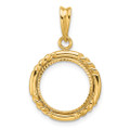 Wideband Distinguished Gold Coin Bezel Pendant Mounting - 13mm - 39.5mm Coin Size - 14K Yellow Gold - Polished Quadruple Twist and Diamond-cut - Prong with Bail